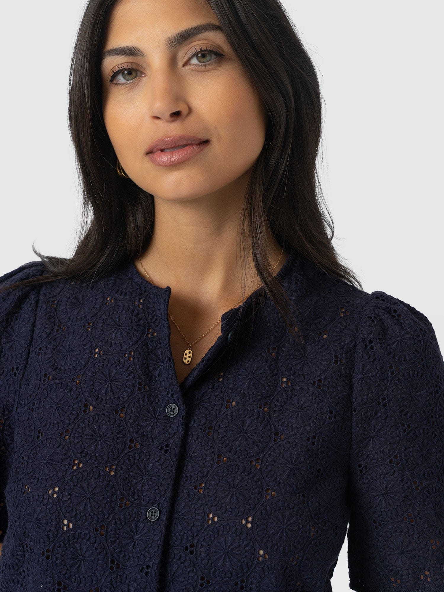 Tabitha Short Sleeve Blouse - Navy - Women's Blouses | Saint + Sofia® USA